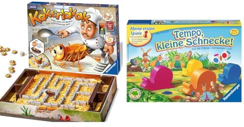 Ravensburger 22212 - Kakerlakak & 21420 - Tempo kleine Schnecke - Kinderspiel mit elektronischer Kakerlake für Groß und Klein, Familienspiel für 2-4 Spieler, Kinderspiel ab 5 Jahren