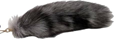Fuchsschwanz, 45 cm, Pelzschwanz-Schlüsselanhänger, extra großer Schlüsselanhänger, Taschenzubehör, Auto-Schlüsselanhänger, Anhänger, weich, flauschig, Handtasche, Dekoration (schwarzer Fuchsschwanz)