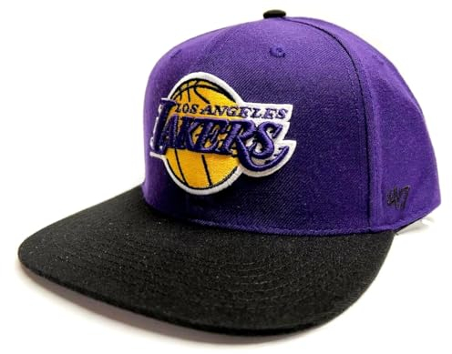 Los Angeles Lakers No Shot Captain Two Tone Flat Hat Cap Erwachsene Herren Snapback Schwarz, Schwarz, Einheitsgröße