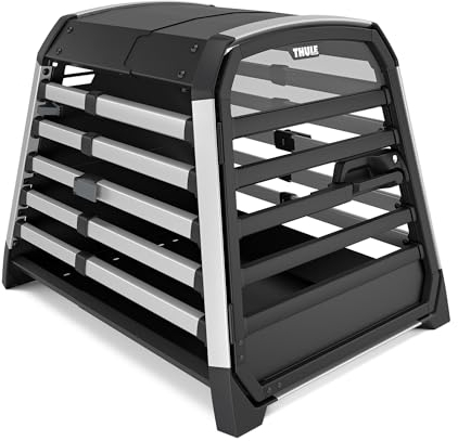 Thule Allax Hundebox, Transportbox Hund, Hundebox für Auto Black/Aluminum M