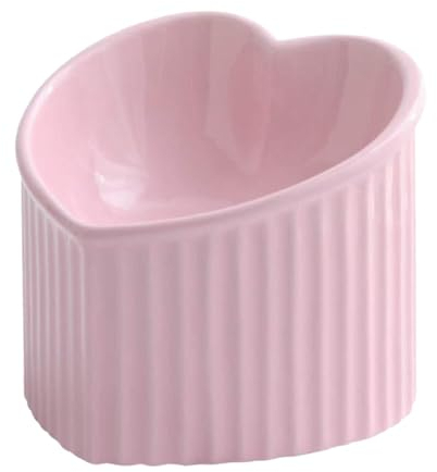 Generic Gamelles inclinées en céramique pour chat - En forme de cœur - Gamelles inclinées pour nourriture ou eau - Pour chats et petits animaux de compagnie