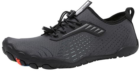 Herren und Damen Schwimmschuhe, leichte Schwimmschuhe, Waten, Tauchen, Strandschuhe, Yoga, hautanliegende Schuhe, Schuhregal für Herren, Sneaker, dunkelgrau, 8.5 UK 3X-Narrow