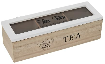 Scatola Porta Tisane in Legno, Porta Bustine The da 3 Tea Box, Scatola Porta The Bustine Bianco 24x8x7 cm