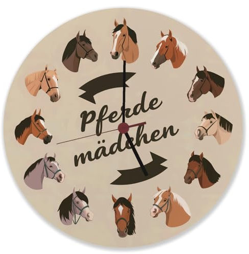 speecheese Pferdemädchen und Pferde Wanduhr aus Alu Pferdemädchen und Pferde Wanduhr aus Alu Illustrationen für Mädchen Arabisches Vollblut Englisches Quarter Horse
