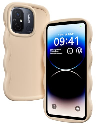 XINYEXIN Wavy Hülle für Xiaomi Redmi 12C | Niedliche Handyhülle, Wellenrand, Angenehmer Griff, Weiches Silikon, Stoßfest, Weiß