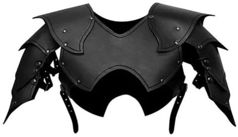 NOAFUNZO Mittelalterliche Vintage Schulterpanzer Ritter Ranger Leder Nieten Patchwork Brustpanzer Schulterpanzer Cosplay Festival Bühnenkostüme Rüstung Requisiten (Schwarz)