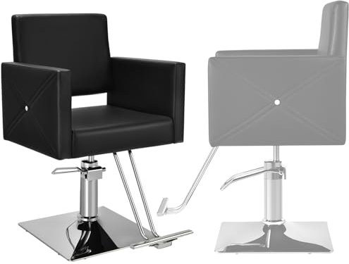 HOMASIS Sillón de Peluquería con Reposapiés, Silla de Barbero, Altura Ajustable 94,5-110 cm, Sillón Giratorio con Capacidad 150 kg para Salón de Belleza, Tatuaje Pedicura, Negro