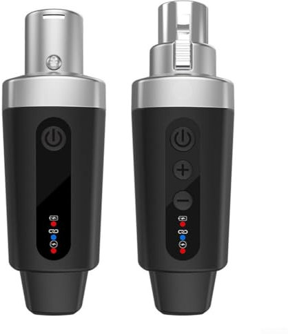 Zilimontt 2,4 GHz Wireless XLR Mikrofon Transmitter Empfänger, Dynamischer Mic Adapter Drahtloses Mikrofonsystem für PA System und Audio Mixer (1 in 1)