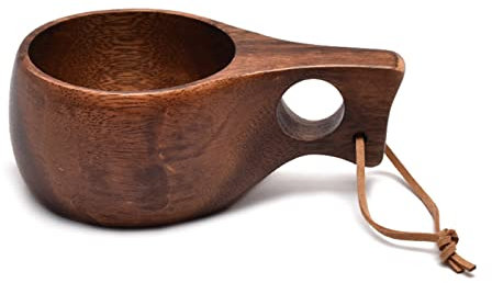 Tasse en bois d'extérieur de 210 ml Kuksa pour le camping, le café, le lait, les boissons en bois d'acacia, les artefacts, la cuisine