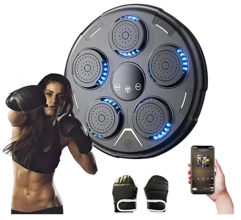 Machine de Boxe Bluetooth avec 1 Paire de Gants de Boxe, Machine d'entraînement de Boxe pouvant se connecter à Bluetooth, réglage Multi-Mode, Panneau Lumineux de Boxe, équipement d'entraînement de bo