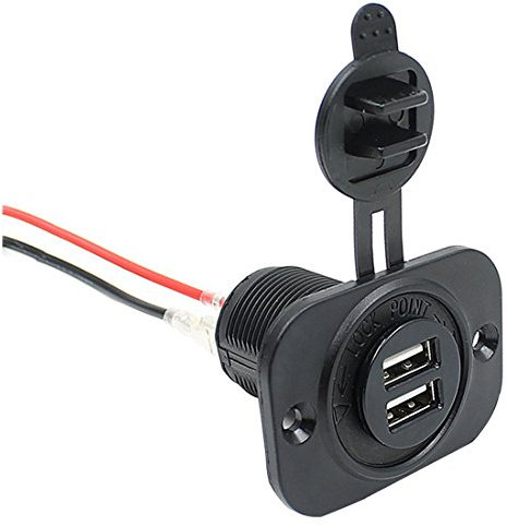 Qusedwey Coche mechero Socket Dual USB Adaptador 12V Enchufe para telefono movil Tablet GPS