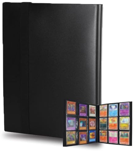 JAWUZ Sammelkarten Album,9 Pocket Sammelalbum,Karten Ordner Mit 360 Kartenkapazität,Kartenhalter Für Yugioh Usw (Schwarz),Geschenke Für Jungen Kinder
