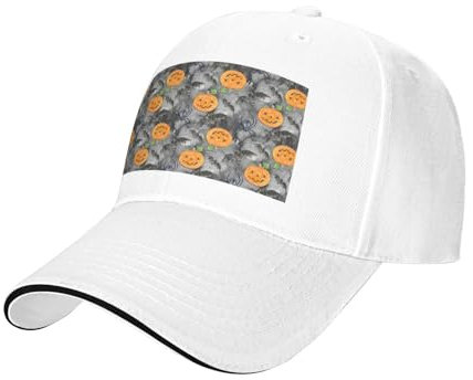 ZXERTG Unisex Mode Fledermaus Spinnen Kürbis Print Baseball Caps Grau Outdoor Täglichen Gebrauch Verstellbar Weiß Einheitsgröße, Weiß, One size