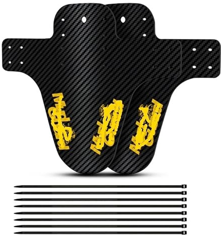 YZWHKJ Schutzbleche 2 stücke Mountainbike Zubehör Kohlefaser Twill Radfahren MTB-Kotflügel Hintere Mudguard-Flügel für Straße Fahrradwaren(2 pcs Yellow)