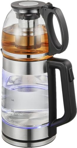 LSyySy Théière électrique en verre à 2 étages style Samovar auto-filtrante Chauffe-eau