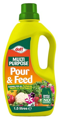 Doff Multi Purpose Pour & Feed – 1.5L Fast-Acting Ready to Use Plant Food for Healthy Growth of Flowers, Fruits & Vegetables – Plant Fertiliser to Encourage Root Development