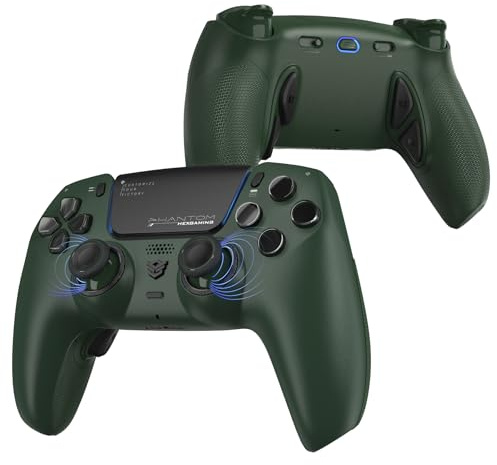 HEXGAMING PHANTOM Pro Controller per ps5/PC,Wireless Joystick | con 4 Tasti Posteriori Rimappabili&8 Levette Analogiche Effetto Hall&6 Profil&Trigger Grilletti Regolabili-Verde Smeraldo
