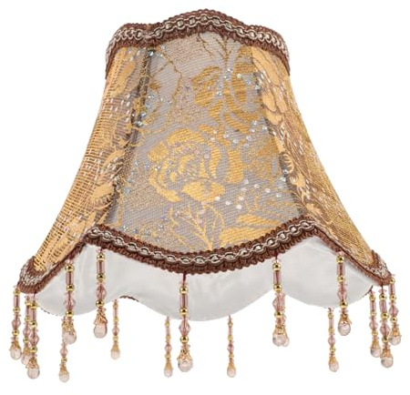 GLEAVI Vintage Tischlampe Lampenschirm aus Stoff mit Quaste Weichem Licht und Beaded Tassel Akzenten Vielseitig Kompatibler Pendelleuchtenschirm für Schlafzimmer und Wohnzimmer