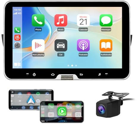 AWESAFE 10.1“ Autoradio per Fiat 500 (2007-2015) Android [2+64GB] Car Radio con CarPlay/Android Auto GPS Bluetooth WIFI FM RDS Comandi al Volante (Schermo Staccabile)