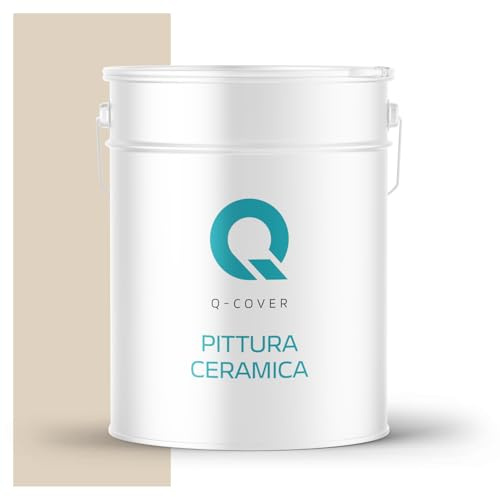 Q-COVER Pittura Ceramica 10L (circa 70m²) Colore Beige Chiaro Vernice da Parete per Interni Lavabile Classe 1 Finitura Opaca Vernice per Soffitto Resistente alla Pulizia Cucina Bagno Scale Ceramica