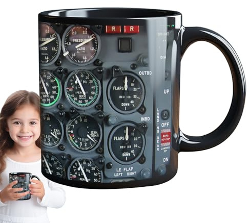 Wuvfojca Flugzeug Instrumententafel Becher Keramik Lustige Kaffeetassen 9,5 X 8,2 Cm Dekorative Flugzeug Kaffeetassen Mit Großem Fassungsvermögen Multifunktionale Teetassen Für Saft Milch
