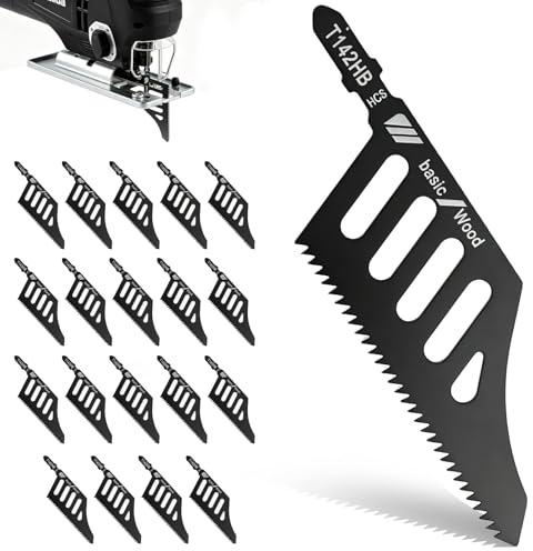 GoldOars 20 Stück Sägeblätter Stichsäge für Holz 111mm 11TPI HCS T-Schaft | Breite 32 mm, Stichsägeblätter Kompatibel mit Dewalt Bosch, Stichsägen Zubehör für Holz Kork Sperrholz Faserplatte