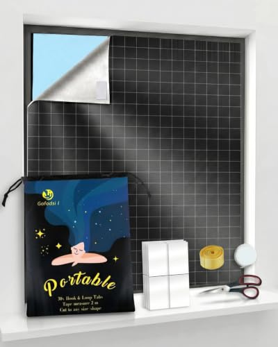 Verdunklungsrollo für Dachfenster ohne Bohren, 300 x 145 cm, zuschneidbar | Tragbarer Sonnenschutz für Dachfenster, Schlafzimmer und Reisen; frei zuschneidbar und mit 30 Klettverschlüssen befestigt