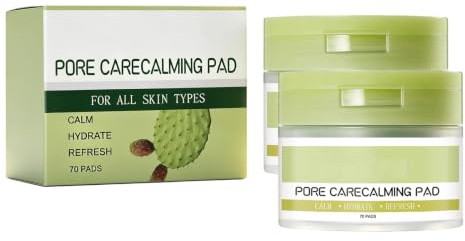 Pore Carecalming Pad with Cactus Extract & PHA, 70 Pads | Hydrating Toner Pads, Niacinamide & Collagen, Cooling & De-Puffing, All Skin Types, Non-Sticky Finish