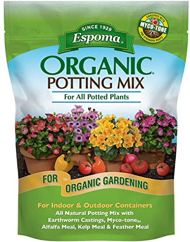 Espoma Organic Potting Soil Mix - All Natural Potting Mix For All Indoor & Outdoor Containers Including Herbs & Vegetables. For Organic Gardening, 8qt. bag. Pack of 1