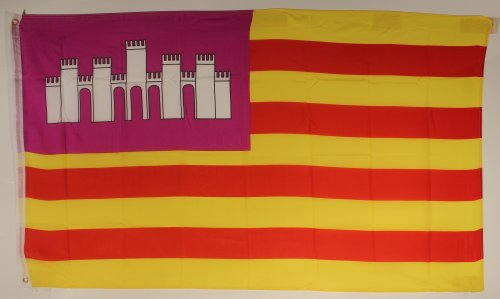 Buddel-Bini Flagge Fahne ca. 90x150 cm : Balearen Mallorca Ibiza Menorca