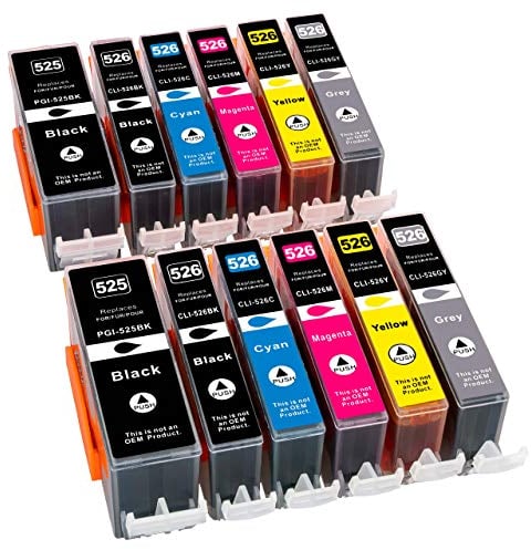 ESMONLINE 12 komp. Druckerpatronen als Ersatz zu Canon PGI-525 / CLI-526 für PIXMA MG 6100 6150 6200 6250 8100 8150 8200 8250 (12er Set)