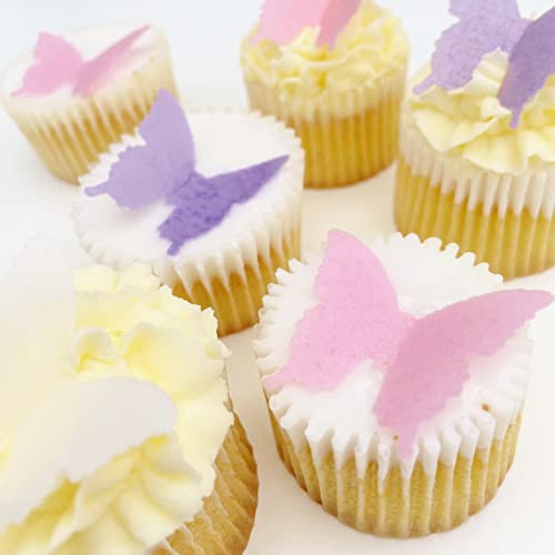 Pink and Lilac Butterfly Cake Decorations Edible Wafer x 24 - Cupcake Butterflies