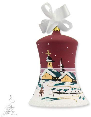 Christbaum Glocke aus Glas - Höhe 10 cm - Weihnachtsrot