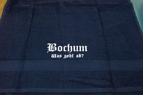 ShirtShop-Saar Bochum - was geht ab?; Städte Badetuch, dunkelblau