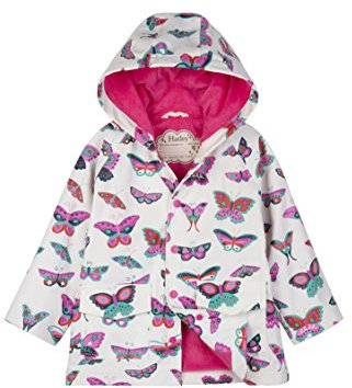 Hatley Girl's Printed Raincoat, White(Groovy Butterflies), 4 Years
