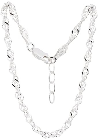 Armband Damen Silber 925, Armkette, Armkettchen, Singapurkette, Damen Schmuck, Modeschmuck - 7K - Geschenke für Freundin, Frauen, Mädchen und Männer, 18 + 1,5 cm, 3mm