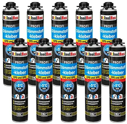 Isolbau B2 Lot de 10 tubes de colle périmétrique pour panneaux EPS et XPS 750 ml Mousse adhésive en polyuréthane 1K pour fixation et isolation