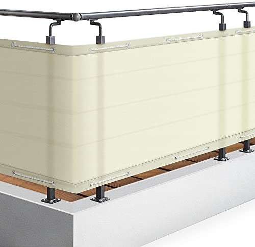 Sol Royal Frangivista e Telo Frangivento per Balconi 90x300 cm in 160g/m PES – Frangivista Balcone Impermeabile & Protezione UV – Schermi Privacy con Occhielli Crema – SolVision PB2
