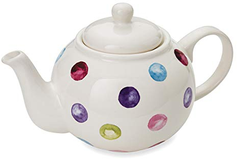Cooksmart British Designed Ceramic Tea Pot | Large Teapot for Serving Hot Drinks | Tea Pots for All Family Sizes - Spotty Dotty