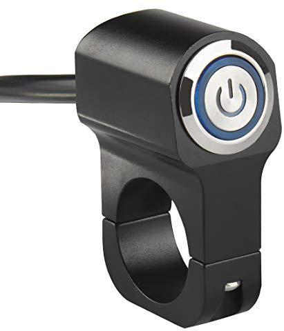 Larcele Motorrad Lenkerschalter Druckschalter für Motorrad Scheinwerfer mit Ring und Leistung Symbol Kontrollleuchte, Universal Durchmesser 22mm SBKG-06 MEHRWEG (Blau Kontrollleuchte)