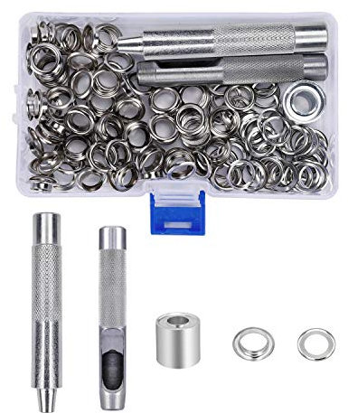Ösen Werkzeug Kit Metallösen Grommet Werkzeug 2/5 Zoll Ösen Scheiben Ösenzange Set für Planen Leder Gürtel Stoff Kleidung 100 Stück