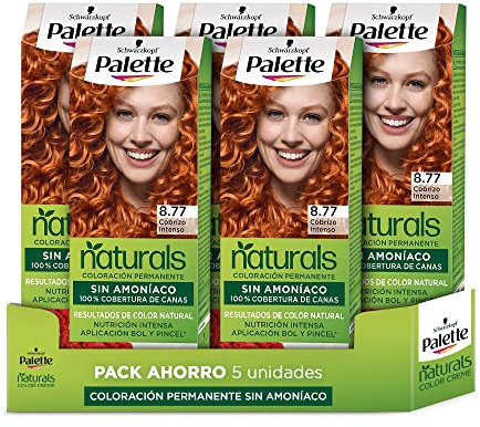 Schwarzkopf Palette Naturals - Tinte 8.77 Cobrizo Intenso - Coloración Permanente Sin Amoníaco- Resultados de Color Natural (Pack de 5)
