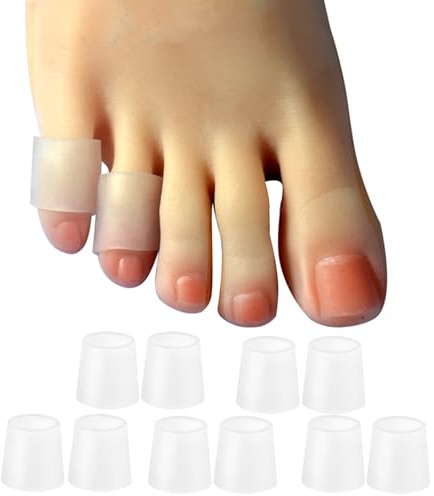 Hoogoo 10 Pack Pinky Toe Sleeves Protectors, Toe Covers, Protect Toe from Rubbing,Discomfort Caused by Long-time Walking Translucent Colour