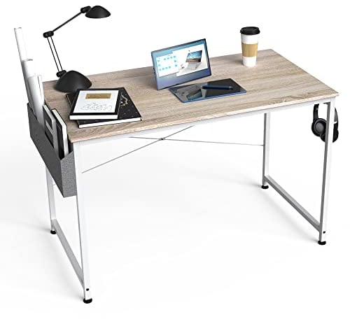 HOMIDEC Writing Computer Desk, Office Work Desk for student and worker, Laptop Table with Storage Bag and Headphone Hook,Modern Simple Style Desks for Bedroom, Home, Office(100x50x75cm)