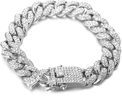 Halukakah Goldkette für Herren Männer,13MM Kubanische Kette Iced Out 18 Karat Echtvergoldung/Platin Weißgold Überzogen Halsband Halskette Armband,Labordiamanten Hand Eingelegt,mit Geschenkbox