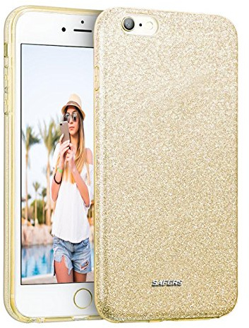 Verco Schutzhülle für iPhone 6s Case, iPhone 6 Hülle Glitzer Motiv Handyhülle für Apple iPhone 6/6s Hülle Silikon TPU Cover [4,7 Zoll], Gold