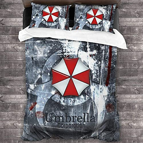 NICHIYOBI Resident Evil Bettbezug Bettwäsche Set - Bettbezug und Kissenbezug,Mikrofaser,3D Digital Print dreiteiliger Bettwäsche (6,Single 135x200cm)