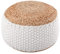 kreatives Wohnen Jute Sitzhocker rund 50x50 cm Deko Hocker Jute Natur Sitzpouf Bodenkissen Fußhocker Weiss Jute Natur Sitzpouf