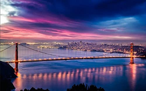 Haeran River Vollbohrer Panorama San Francisco Cityscape California Usa DIY 5D Diamond Painting by Number Unique Kits Home Wall Decor Crystal Strass Wall Decor