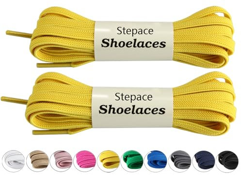 Stepace Cordones Elásticos [2 Pares] 6 mm (Anchura) Cordones Reemplazo para Zapatillas y Todo Tipo de Zapatos Yellow 100